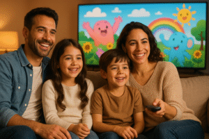 Family Bonding Over Animated Show